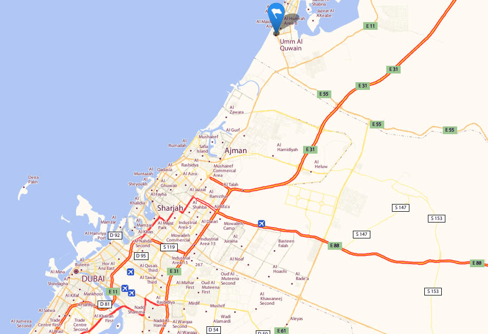 umm  al quwain united arab emirates map